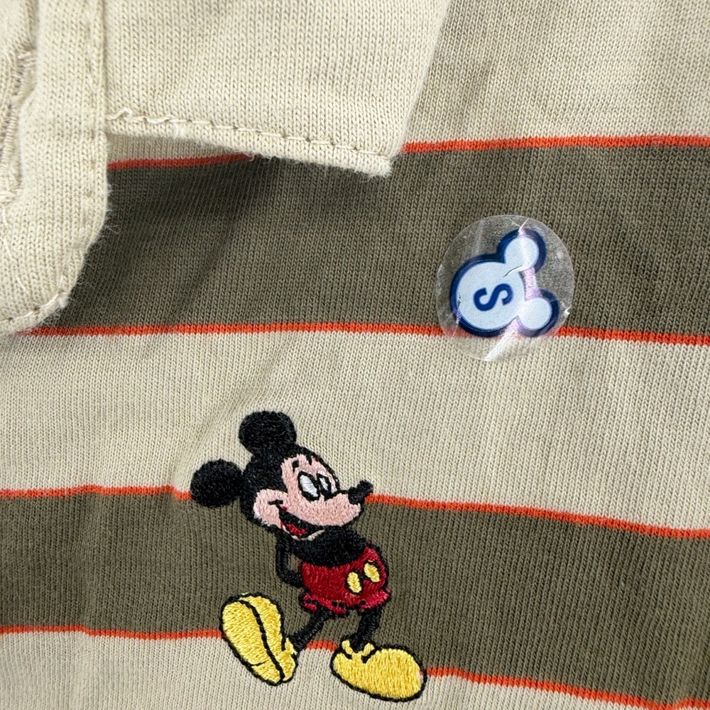 Walt Disney World Mickey Striped Brown Polo Short Sleeve Shirt Size Small Kids - Picture 3 of 6